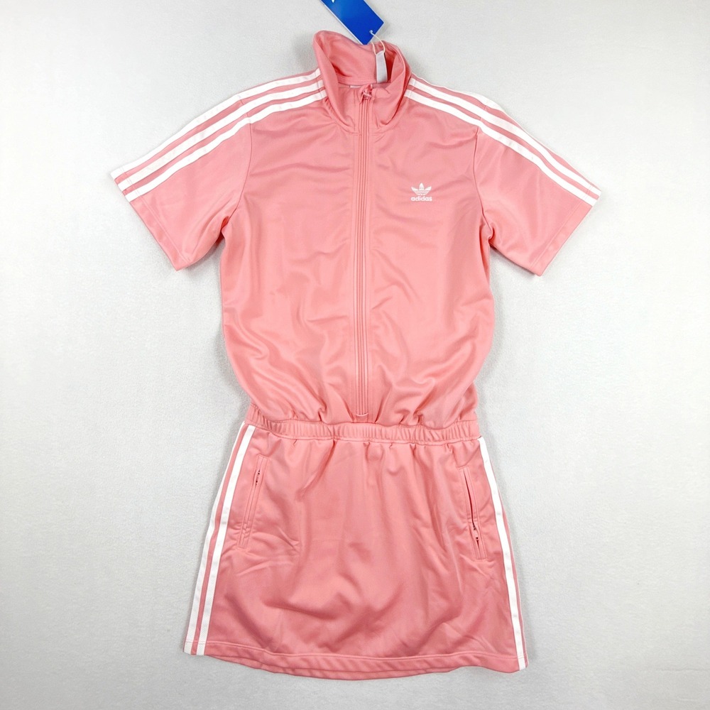 Adidas Kids Firebird Dress Skirt Romper Size XL Pink White 3-Stripe JD3534